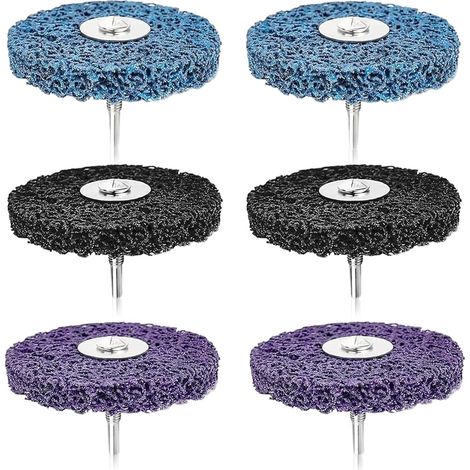 Lot de 6 disques CSD de 100 mm, disques de nettoyage grossier, disques abrasifs CBS, disques de nettoyage pour nettoyage et retrait de la peinture, de la rouille, de l'oxydation (bleu, violet, noir) (1/5)