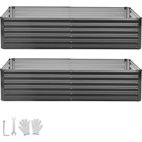 Mophorn Set di 2 fioriere rialzate in metallo zincato 2030x1020x460 mm, aiuole rettangolari per giardinaggio da esterno ideali per coltivare fiori, verdure e piante nell'orto (1/5)
