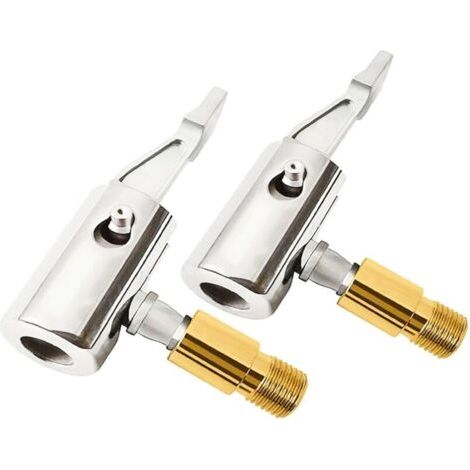 Lot de 2 pompes à air de voiture avec pince pour pneu, adaptateur de buse filetée, connecteur de levier de valve de pneu, buse de gonflage de pneu portable,pour gonfleur de pneu de voiture