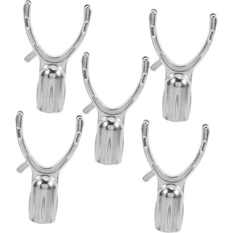 Lot de 5 Fourches en Alliage D'aluminium Argenté Pratiques pour Étendoir à Linge, Support Solide et Léger, pour Usage Domestique en Plafond (1/5)
