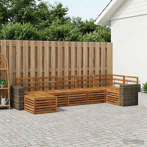 vidaXL Ecksofa Set 7 pcs Natur Massivholz Akazie (1/5)