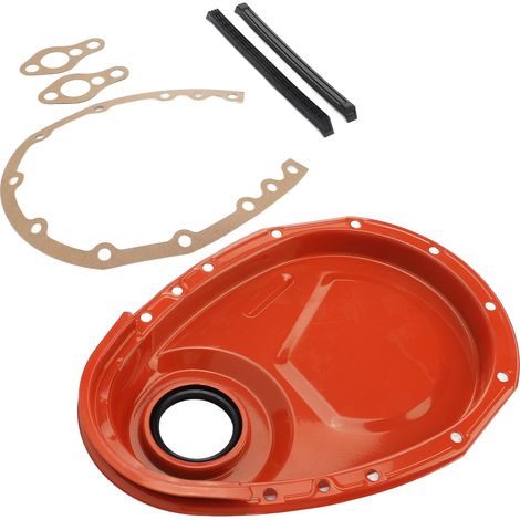 Kit de joint et boulons de couvercle de chaîne de distribution en métal pour moteurs SBC 283, 327, 305, 350, 383 et 400 (orange) (1/5)