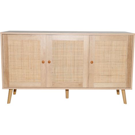 Aparador 3 puertas efecto madera y caña 120 cm CANGE (1/5)