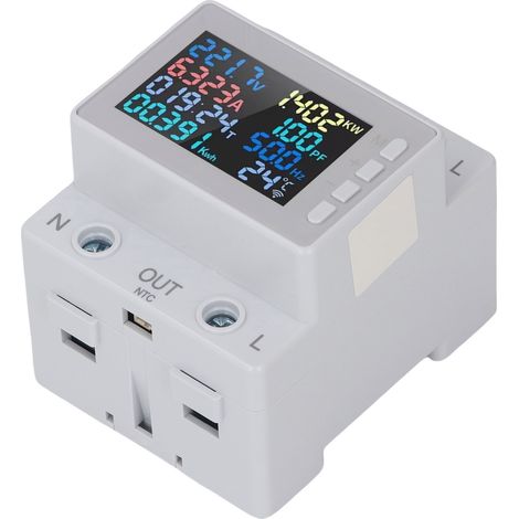Compteur d'énergie monophasé sur rail DIN, testeur de consommation électrique, voltmètre, ampèremètre, wattmètre/kWh, fréquencemètre, compteur de puissance CA numérique 63A (1/5)