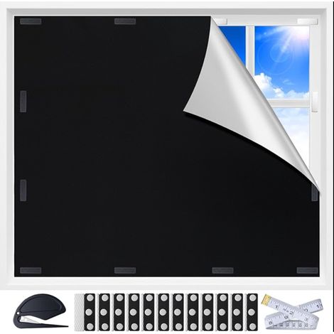 Store Occultant sans Percage, Rideau Occultant Thermique Anti Chaleur, Tissu Opaque Découpable pour Fenêtre de Toit, Fenêtre de Toit Inclinée, Chambre et Caravane, 100×145CM, Noir (1/5)