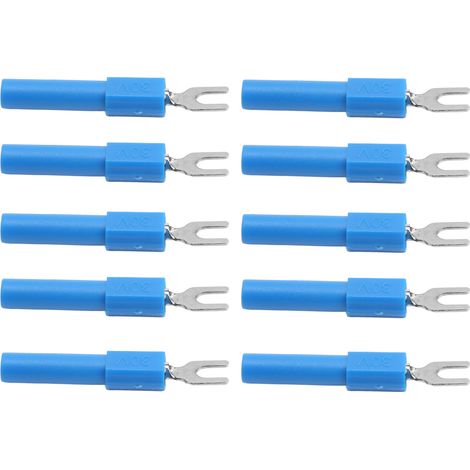 10 pièces connecteurs à fourche 4mm type U, bornes de câble pour multimètre - Bleu (1/5)