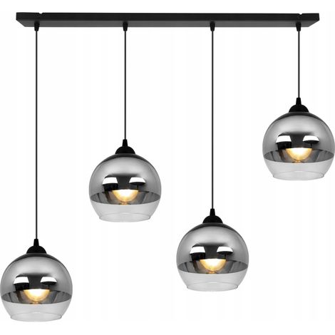 Elegante lámpara colgante con pantalla de cristal y LED cromado. (1/5)
