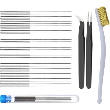 Kit de 30 pièces pour imprimante 3D CR10 3 : nettoyeur de buse pliable, aiguille de nettoyage, foret et pince à épiler. (1/5)
