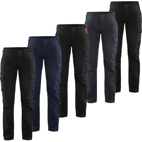 Pantalones de trabajo para mujeres Blaklader 7144 Industria Stretch - M - Negro /Rojo (1/5)