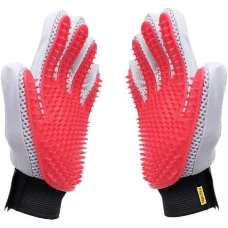 QORVA-Gants de toilettage pour animaux de compagnie, gant de brosse pour l'épilation en douceur, gant de massage pour poils longs/courts,pour droitier, 1 pièce