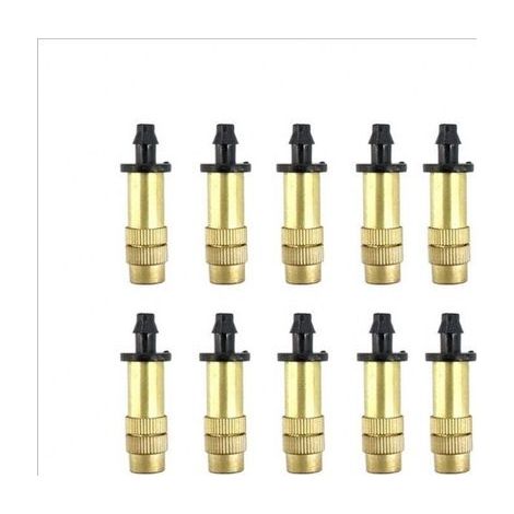 Set of 10 adjustable watering nozzles, adjustable atomizer nozzles, gold color, alloy material. (1/5)