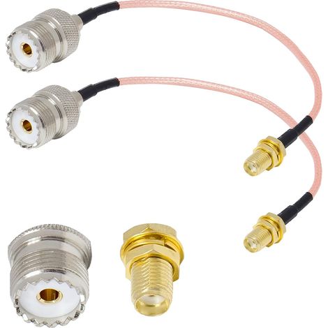 SMA vers UHF SO239 Câble RG316 15 cm 2 pièces SMA femelle vers UHF femelle Câble coaxial RG-316 50 Ohm pour radio CB portable SDR, talkie-walkie, antenne, WiFi, adaptateur UHF (1/5)
