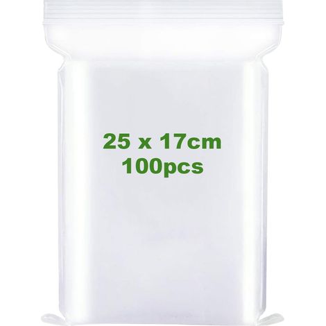 100 Pièces 25 x 17 cm Sachets Zip, Sacs en Plastiques Transparents Refermables, Sacs en Plastique Transparent Refermable avec Fermeture Éclair, pour Snacks, Documents et Accessoires Électroniques (1/5)