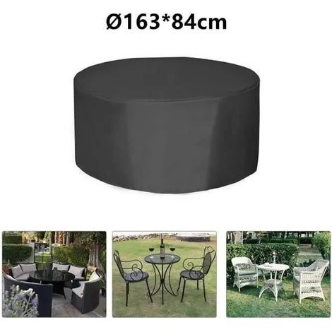 Garden Round Table Cover - 163x84 cm - Waterproof, UV-Resistant, Windproof