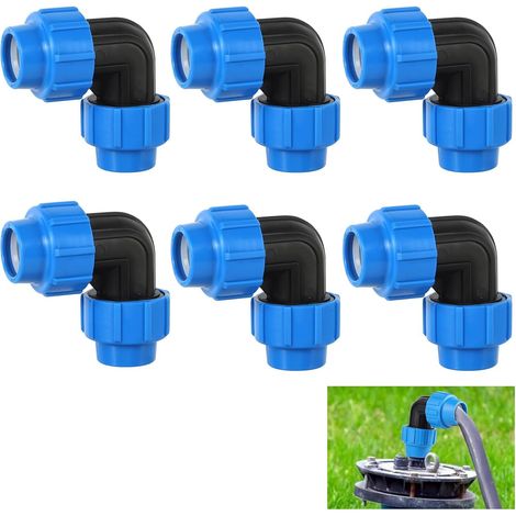 Raccord Coudé en Plastique PE, 6 Pièces Raccords De Plomberie Coudés, Raccord Coudé à 90 Degrés 25mm X 25 mm, Raccords De Plomberie Coudés Pour Tuyau D’eau Pe De Compression (1/5)