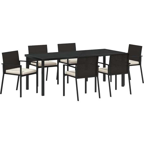 Maison Exclusive - Set da Pranzo per Giardino 7 pcs Nero