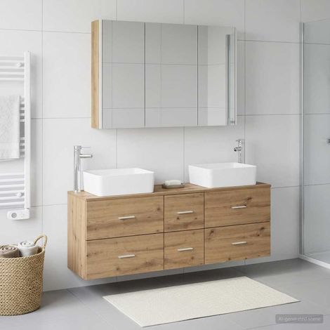 vidaXL Juego de muebles de baño 4 uds. Roble artisan (1/5)