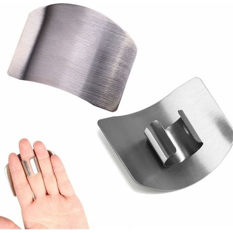 protège-doigts en acier inoxydable pour couper les doigts - Outil de cuisine sûr pour protéger les mains - Évite de blesser lors du tranchage et de couper en dés (2PCS) (1/5)