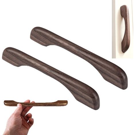 2 piezas, Tirador de armario de madera maciza, Tirador de madera, Tirador de armario de madera maciza, Color madera maciza, cajones, zapateros (1/5)