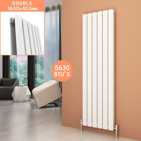 ELEGANT Designer Central Heating Vertical Column Radiator 1600 x 452 mm White Double Flat Panel Rads