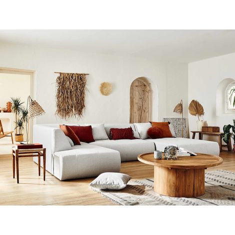 Onyx - modulares wohnlandschaft - ecke links 7-sitzer - stoff - hellgrau