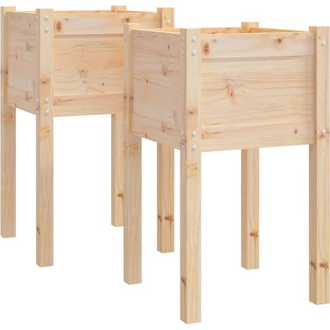 2 pcs Jardinière,Bac à fleurs,Pot de fleurss d'extérieur 40x40x70 cm bois de pin massif CFW88991 (1/5)