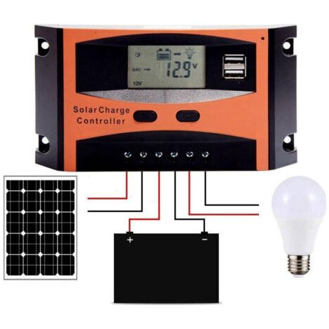Régulateur De Charge 30a Pour Panneau Solaire 12/24v écran Lcd Usb Art. Ld2430c (1/5)