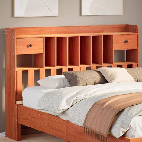 Cabecero de cama almacenaje madera maciza pino marrón 160 cm vidaXL (1/5)