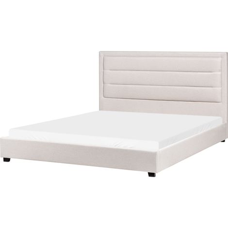Cama de tela beige claro 180 x 200 cm cabecero acolchado Rouen