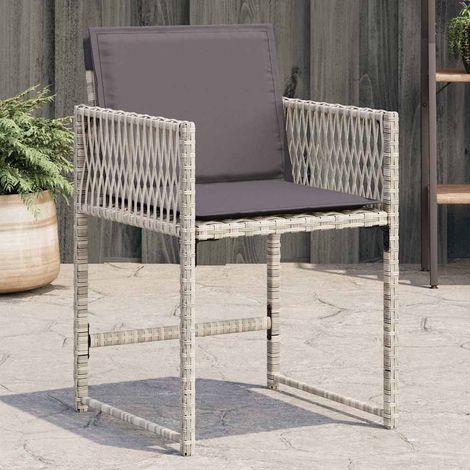 Gartenstühle mit Kissen 4 Stk. Hellgrau Poly Rattan vidaXL (1/5)