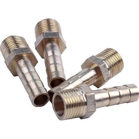 4x Gold 1/8BSP Male Thread Brass Hose Barb Coupler Fitting Connector-- (1/5)