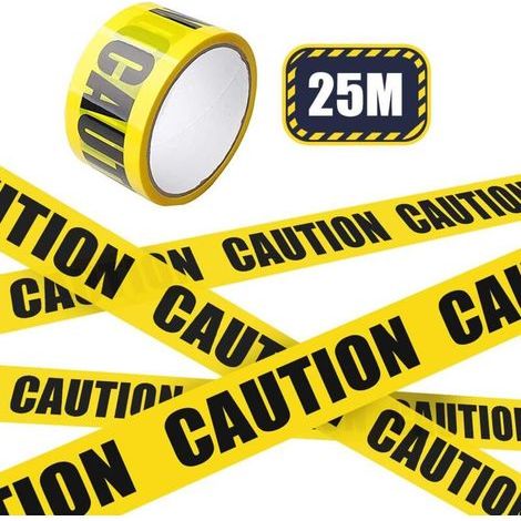 Ruban de Marquage au Sol - Jaune et Noir, Bande CAUTION, Ruban de Sécurité pour Décoration d'Halloween/Zone Dangereuse (48cm x 25m) (1/5)