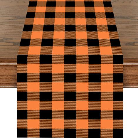 Nappe de Noël orange et noire à carreaux, motif paysage, décoration de table, drapeau (1/5)