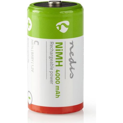 Bateria recargable ni mh c 12 v cc 4000 mah precargado 2 blister hr14 verde rojo