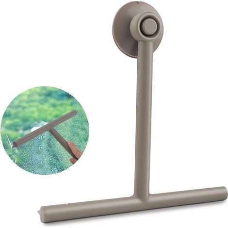 Shower scraper, black silicone shower scraper, shower scraper, bathroom, mirror, glass cleaner, ceramic tile (brown) (1/5)