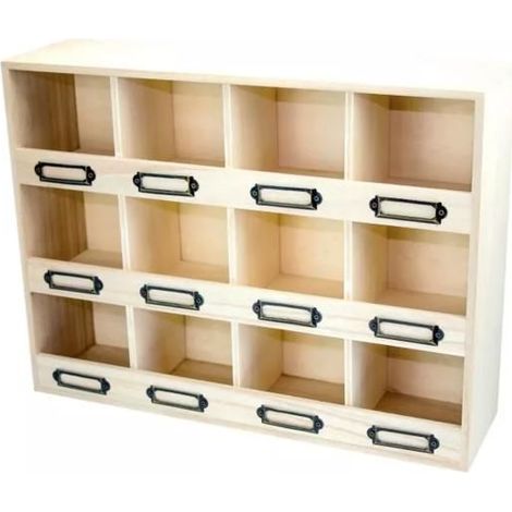 MégaCréa DIY - Petit Casier en bois 12 cases porte-étiquettes 41,5 x 31 x 11 cm (1/2)