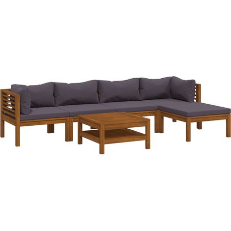 Salon de jardin 7 pcs Contemporain, Ensemble repas de jardin, avec coussin Bois d'acacia solide OIB6725E (1/5)