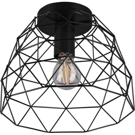 Plafonnier design vintage noir salon salle à manger rétro cage grille lampe Reality R60711032 (1/5)