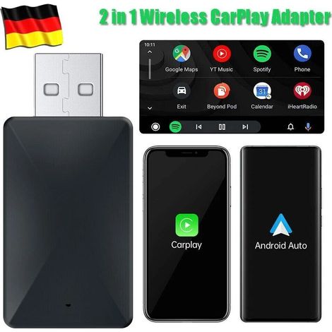 Adaptateur Multimedia Sans Fil Carplay Android Auto - Wifi 6 5,8 GHz - Bluetooth - Plug And Play - Pour Voiture - 1 Pièce (1/5)
