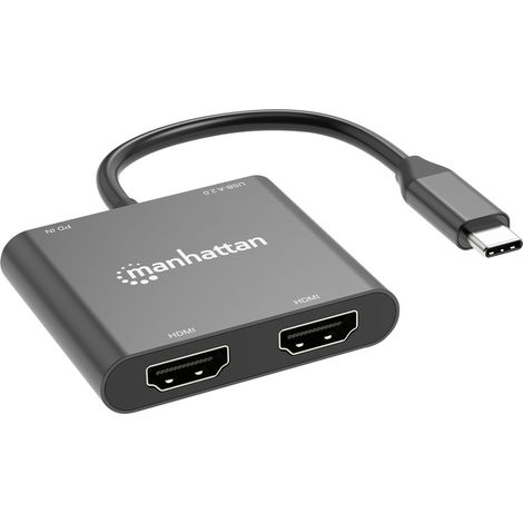 Manhattan USB 2.0 Adaptateur [1x USB-C® mâle - 4x HDMI femelle, USB 2.0 type A femelle, USB-C® femel