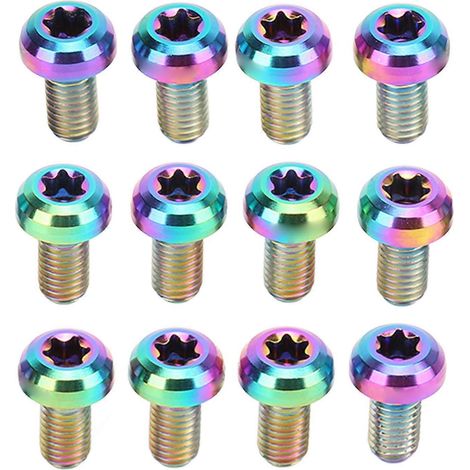 12 Stück M5x10mm T25 Titan-Bremsscheibenschrauben für Mountainbikes – Set mit 12 Schrauben für Bremsscheiben, ultraleichte Fahrradschrauben aus Titanlegierung, Hochleistungs-Bremsaufnahmen (1/5)