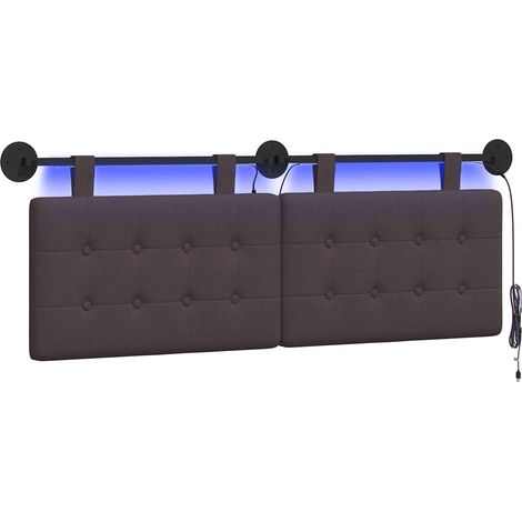 Maison Exclusive - Testiera sospesa Con luce LED Marrone Scuro Tessuto (1/5)