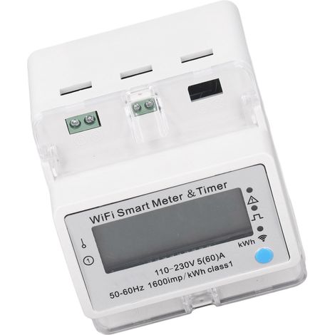 Compteur d'énergie intelligent avec affichage numérique sur rail DIN, compteur électrique, moniteur d'énergie intelligent WiFi, interrupteur AC 110-230 V (1/5)