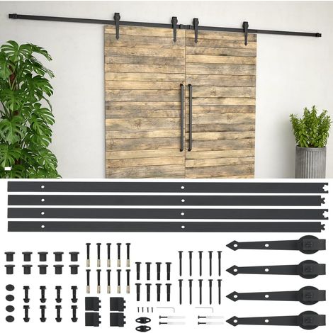 vidaXL Kit di Binari per Porte Scorrevoli 2x183 cm in Acciaio Nero