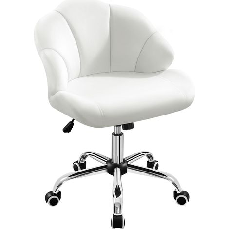 Yaheetech – Chaise de bureau ergonomique blanche en velours – Dossier réglable – Hauteur 76,5-86 cm – Largeur d'assise 55 cm – Charge 136 kg