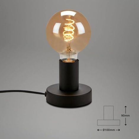 Lampe de table -Lampe de chevet - Design et fonctionelle - 1 x E27 max. 10 W avec interrupteur à câble Noir 100 x 90 mm (1/4)