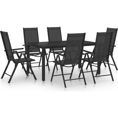 Ensemble de salle à manger de jardin 7 pcs Aluminium Noir 3 (1/5)