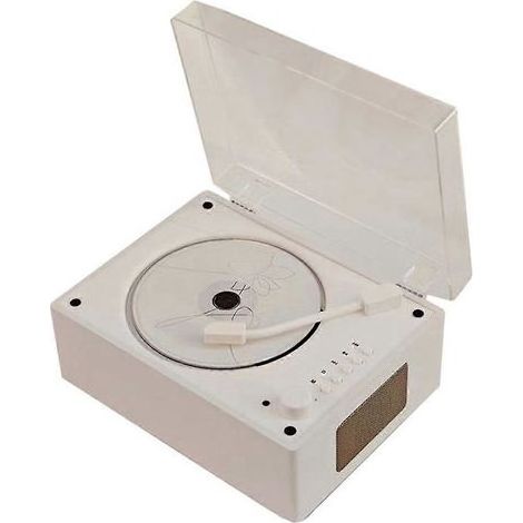 Lecteur CD rétro rechargeable, compatible CD, BT, USB, entrée auxiliaire 3,5 mm, lecteur CD portable, Bluetooth 5.0, finition bois blanc. (1/5)