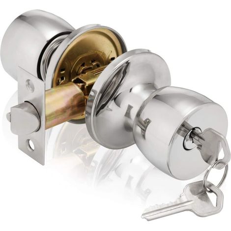 Ensemble de poignées d'entrée Chrome poli, serrure de porte au design tulipe pour portes intérieures avec clé,idéal pour les pièces nécessitant une sécurité supplémentaire (1/5)