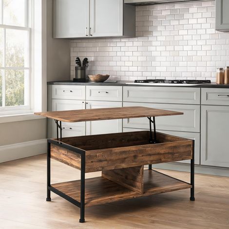 Table basse brun Rustique en MDF 100 x 60 x 46 cm (1/5)